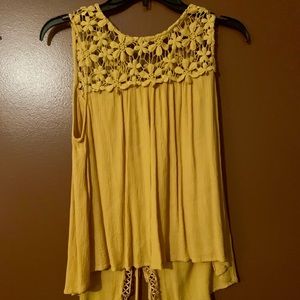 Yellow lace tank top